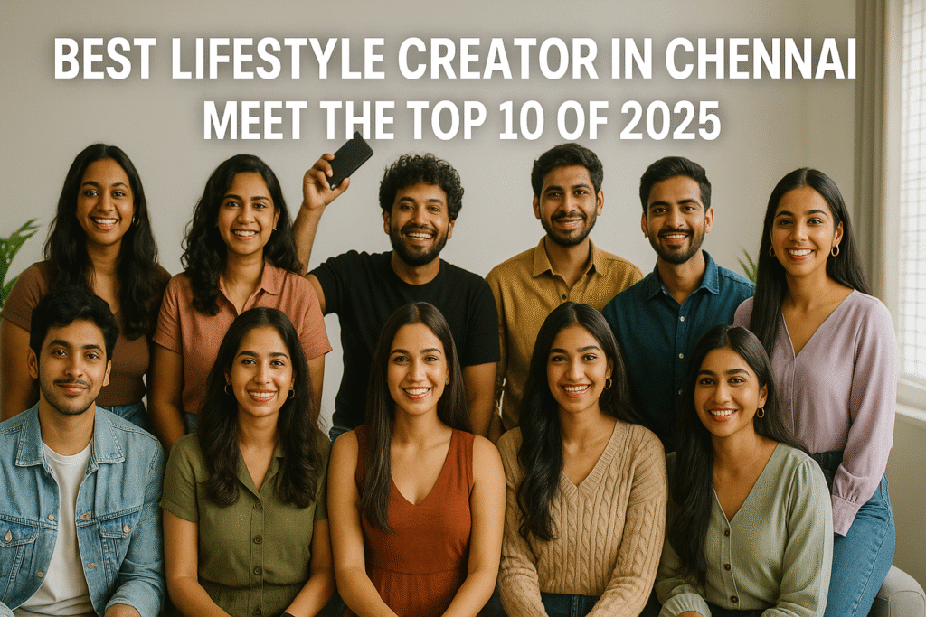 A stylish group of  influencers posing confidently in a modern indoor setting, representing the best lifestyle content creators of 2025.